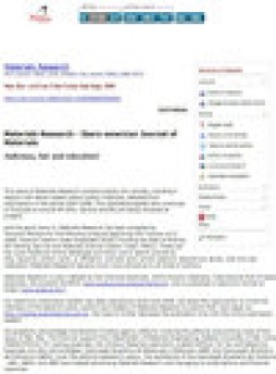 Materials Research-ibero-american Journal Of Materials雜志